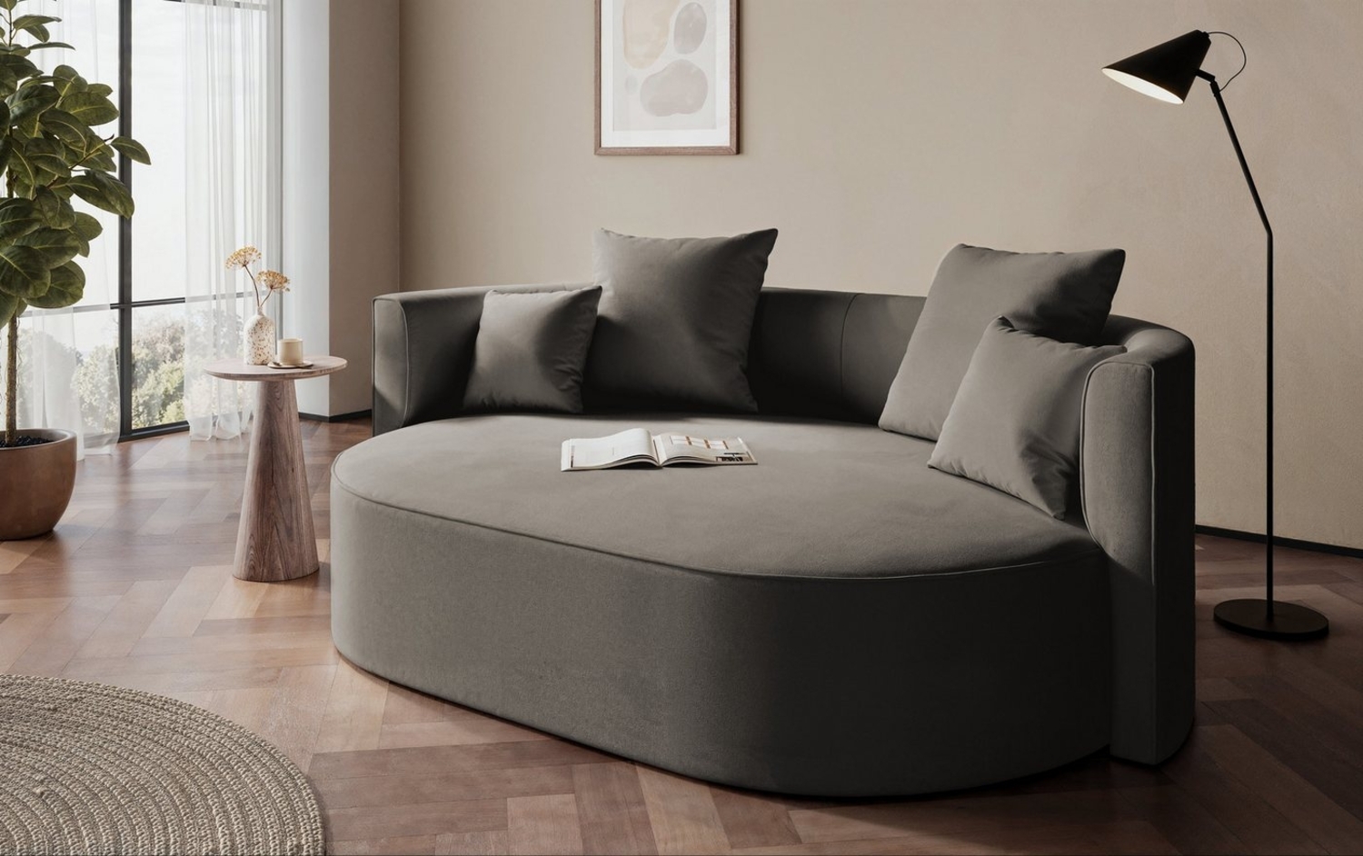LeGer Home by Lena Gercke 2,5-Sitzer ISALIE, rundes Loungesofa, mit Kissen, perfekt gepolstert, moderne Stoffe, mit 4 Zierkissen, extra große Sitzfläche Bild 1