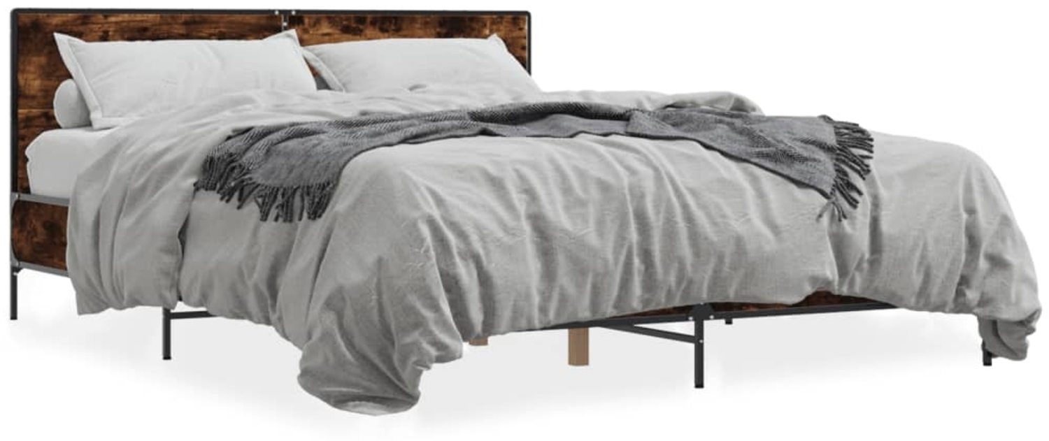 vidaXL Bettgestell Räuchereiche 160x200 cm Holzwerkstoff und Metall 3280009 Bild 1