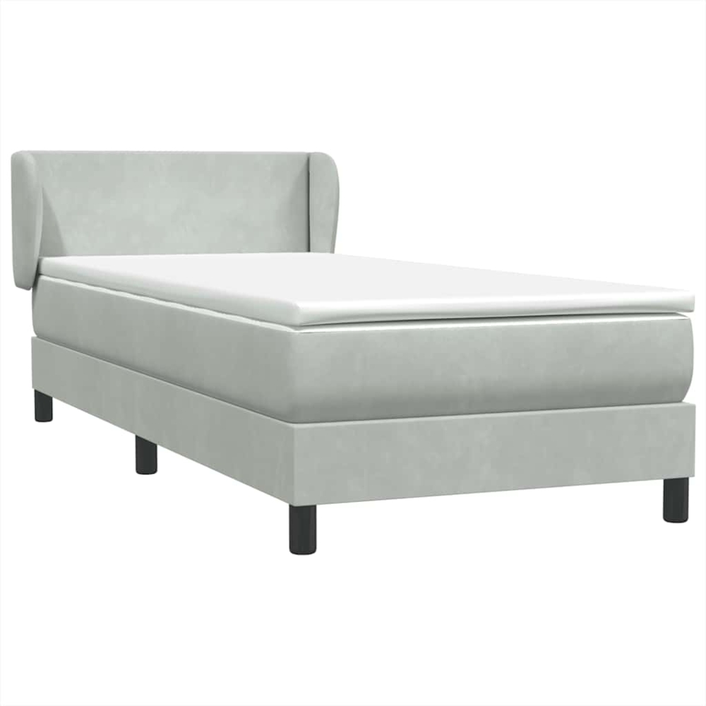 vidaXL Boxspringbett mit Matratze Hellgrau 90x210 cm Samt 3317343 Bild 1