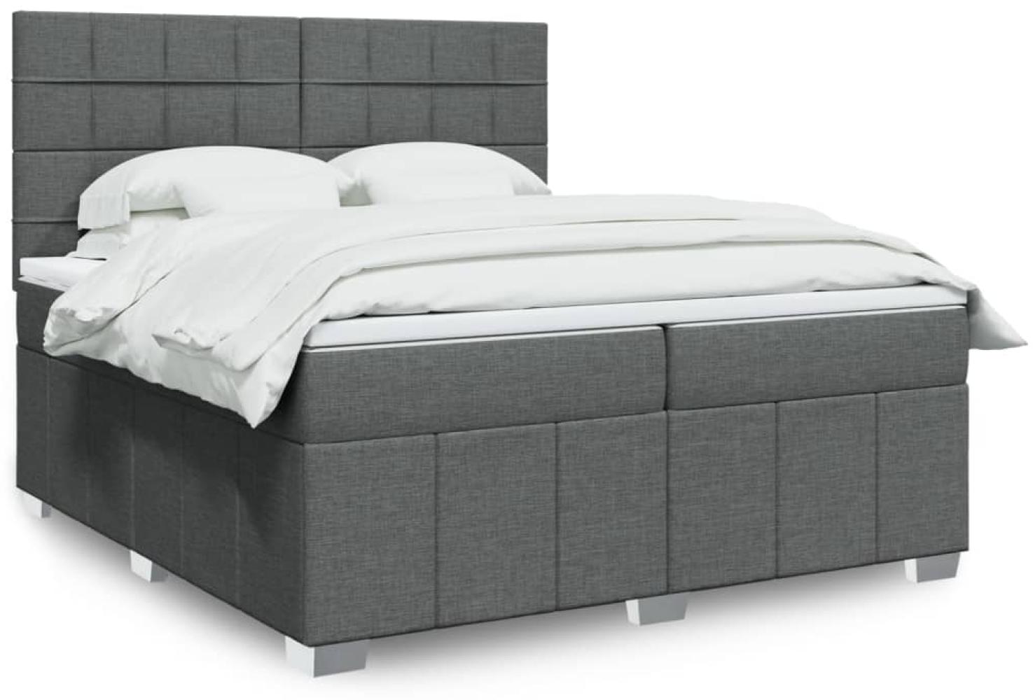 vidaXL Boxspringbett mit Matratze Dunkelgrau 200x200 cm Stoff 3291776 Bild 1