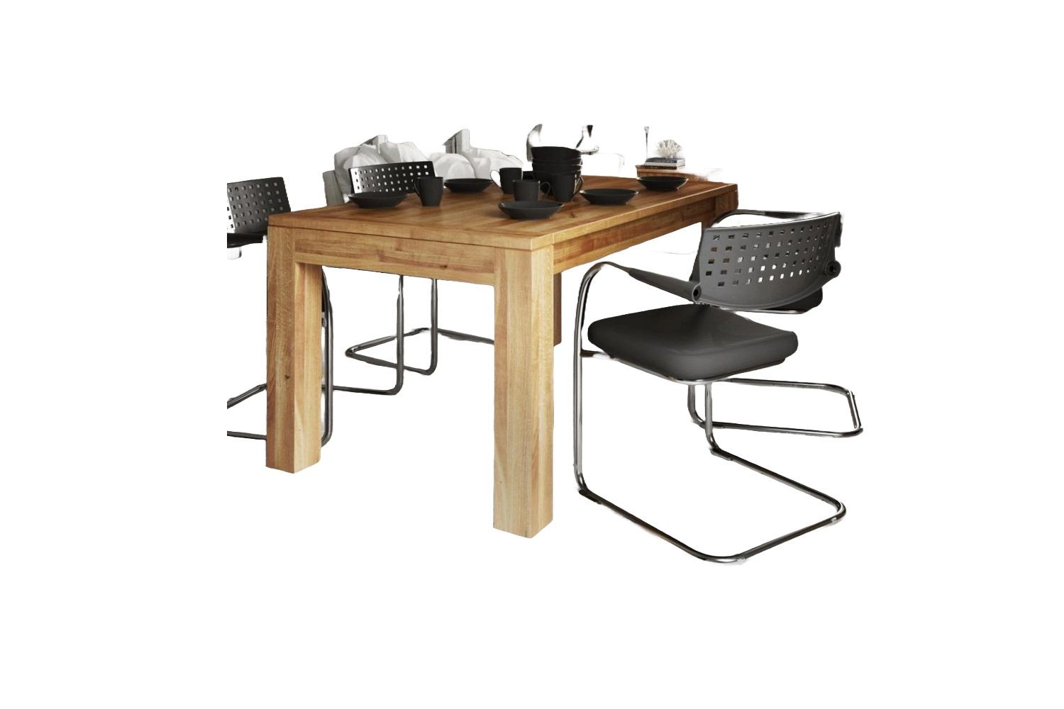 Esstisch Lubic aus Wildeiche massiv 90x190x77 cm mit Holzbeinen Bild 1