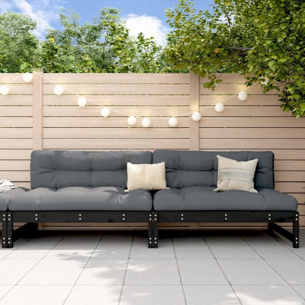 vidaXL Garten-Mittelsofas 2 Stk. Schwarz 120x80 cm Massivholz Kiefer 825720 Bild 1