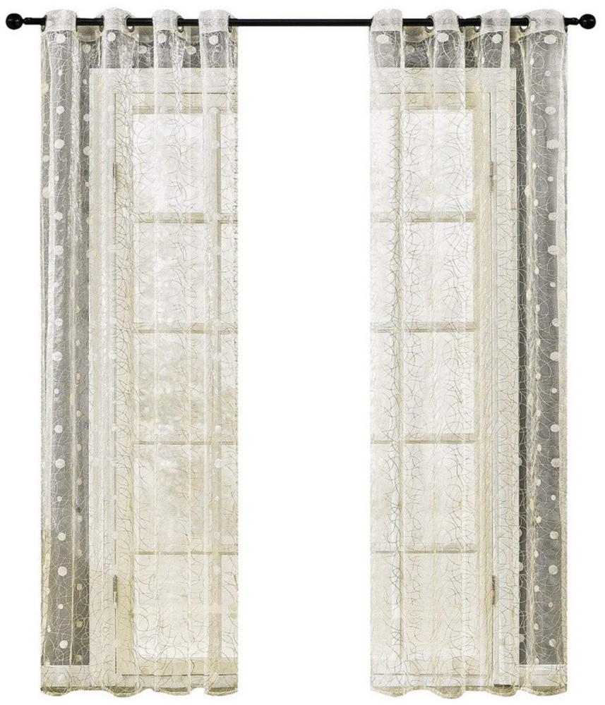 BYSURE Gardine, Ösen (2 St), halbtransparent, mit gestickten Punkten Bild 1