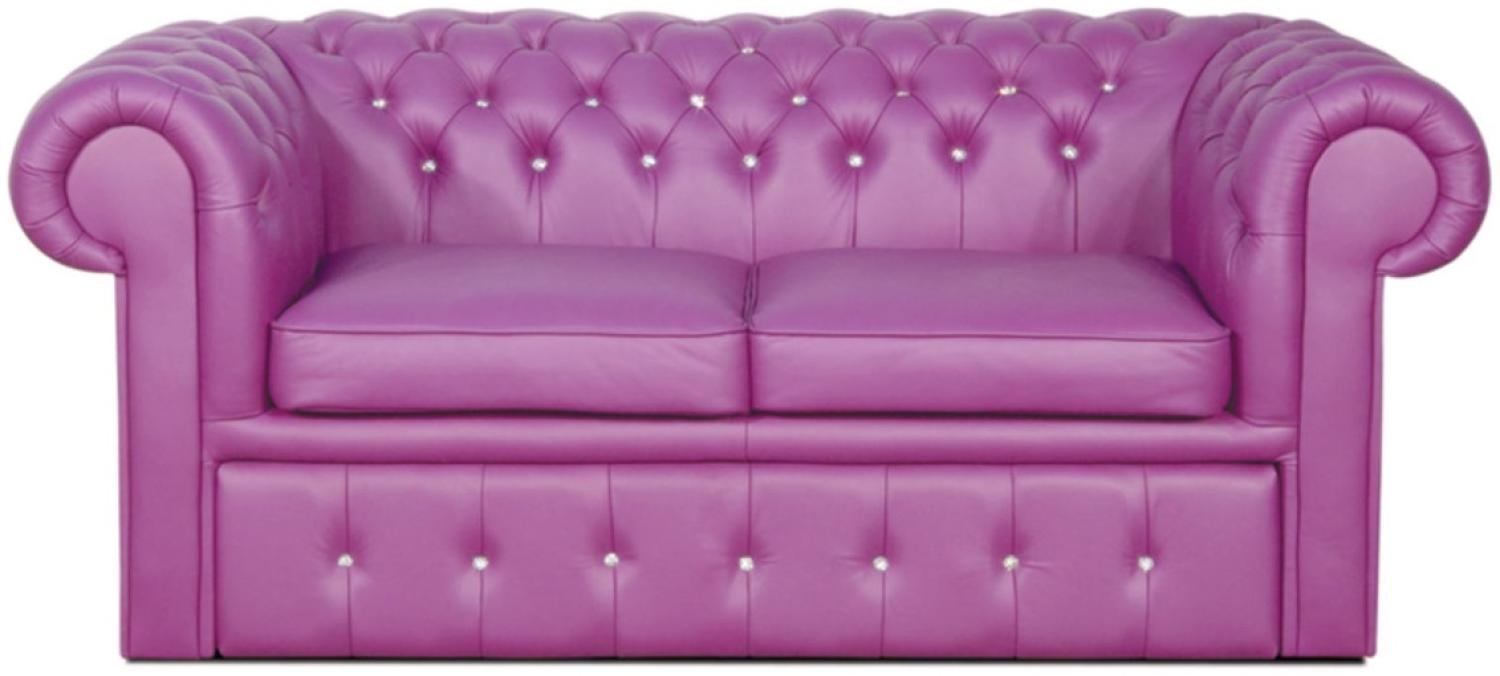 Casa Padrino Echtleder 2er Sofa in violett mit Swarowski Kristallsteinen 180 x 100 x H. 78 cm Bild 1