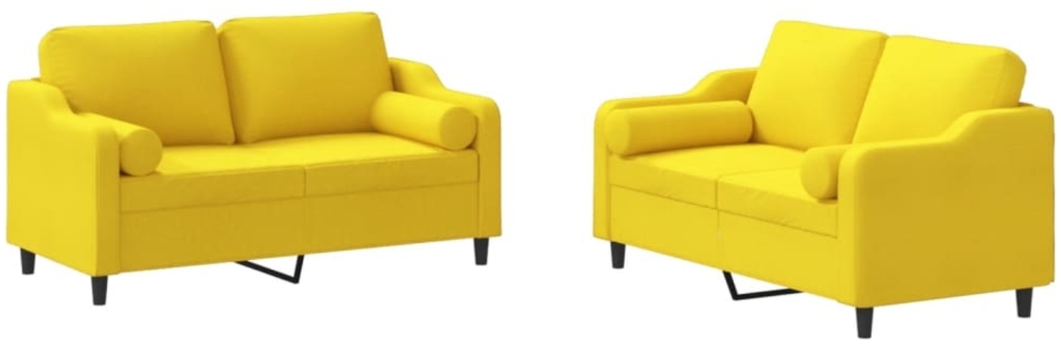 vidaXL 2-tlg. Sofagarnitur mit Kissen Hellgelb Stoff 3201823 Bild 1