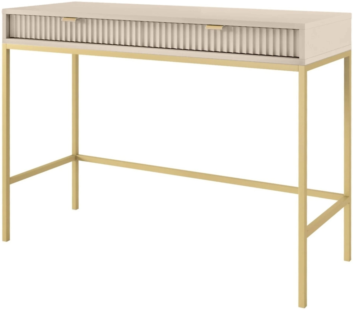 Selsey 'Vellore' Schminktisch mit Schublade, beige mit goldfarbenem Gestell, ca. 77 x 104 x 50 cm Bild 1