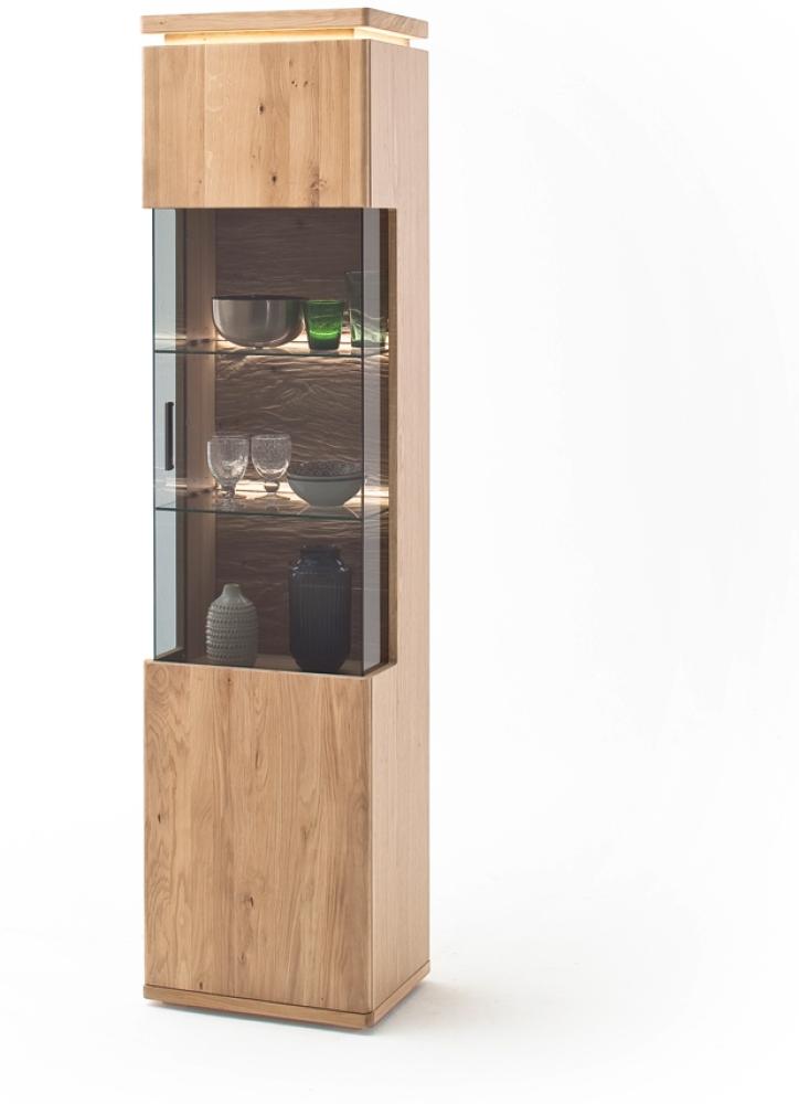 Vitrine Burgos 11 Balkeneiche Bianco teilmassiv 50 x 204 x 37 cm LED mit Rückwandbeleuchtung Bild 1