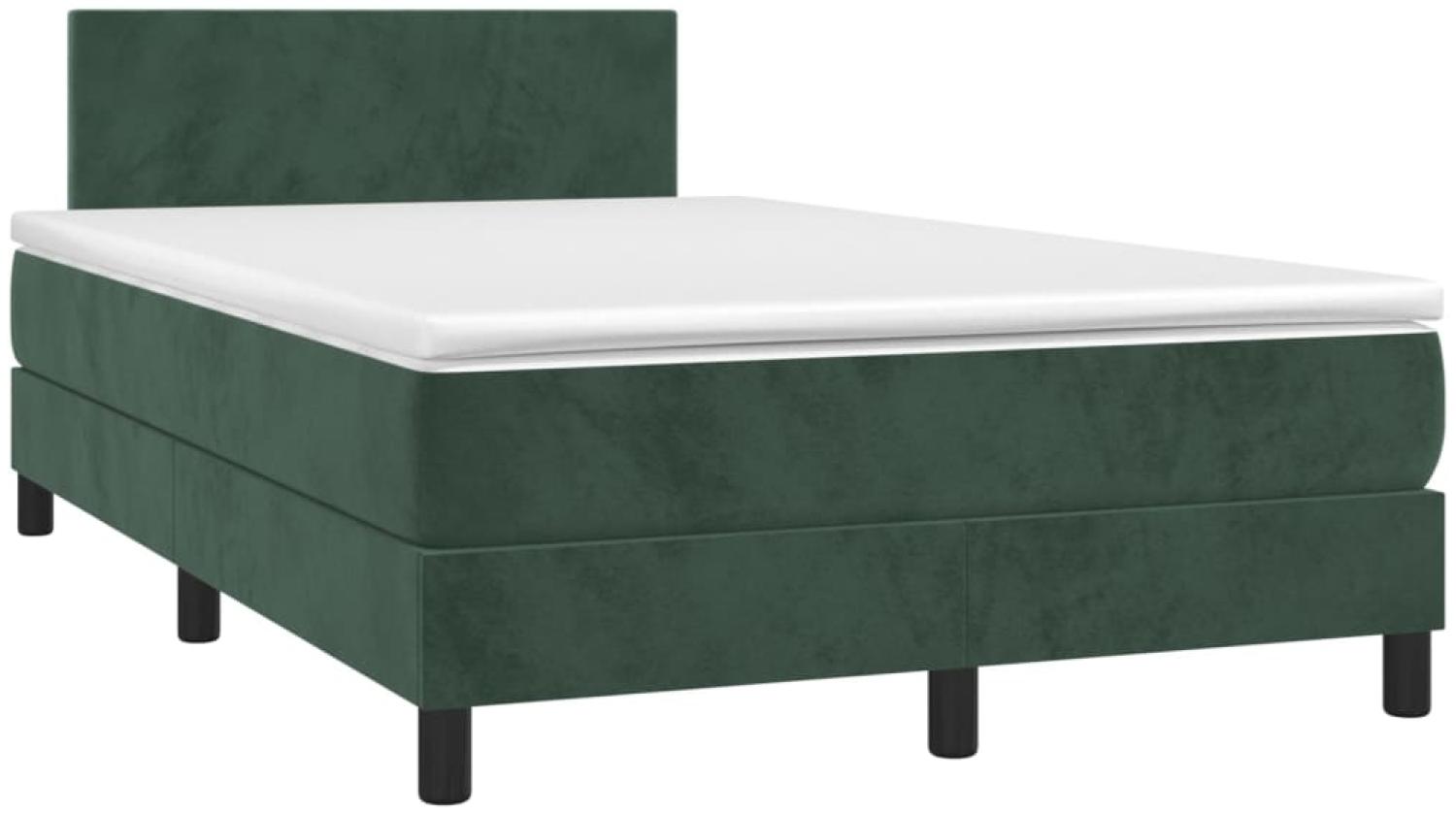 vidaXL Boxspringbett mit Matratze Dunkelgrün 120x190 cm Samt 3269828 Bild 1