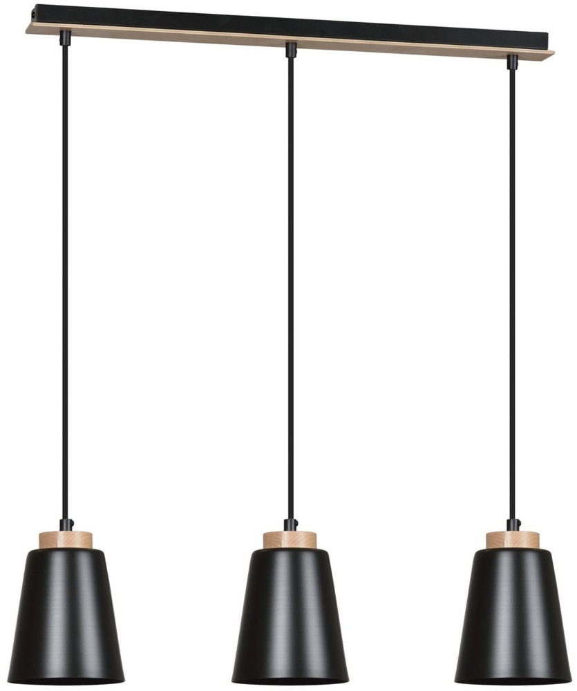 Licht-Erlebnisse Pendelleuchte ROGER, ohne Leuchtmittel, Hängelampe Metall Schwarz 3-flammig Esstisch Küche Bild 1