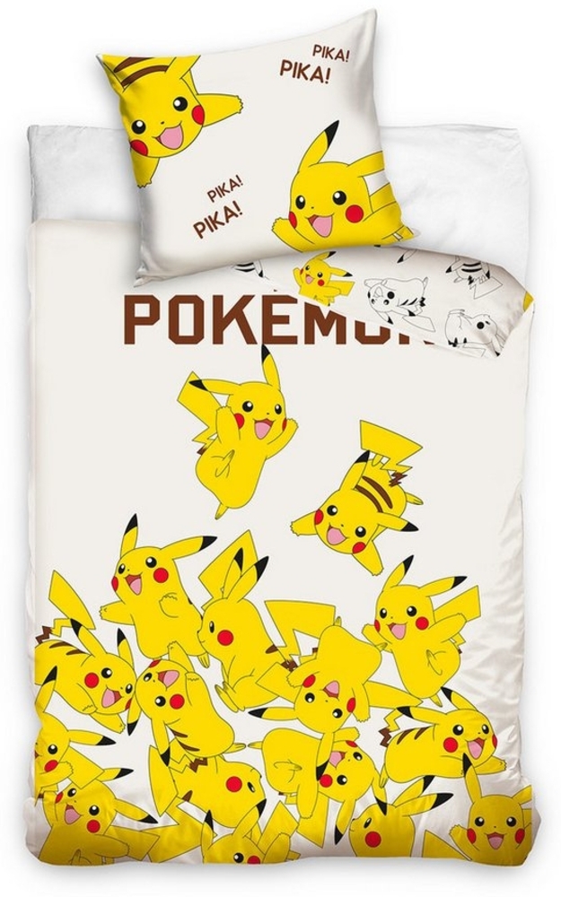 Pokemon Pikachu Bettwäsche Kinderbettwäsche POK2408026 135x200 cm + 80x80 cm Bild 1