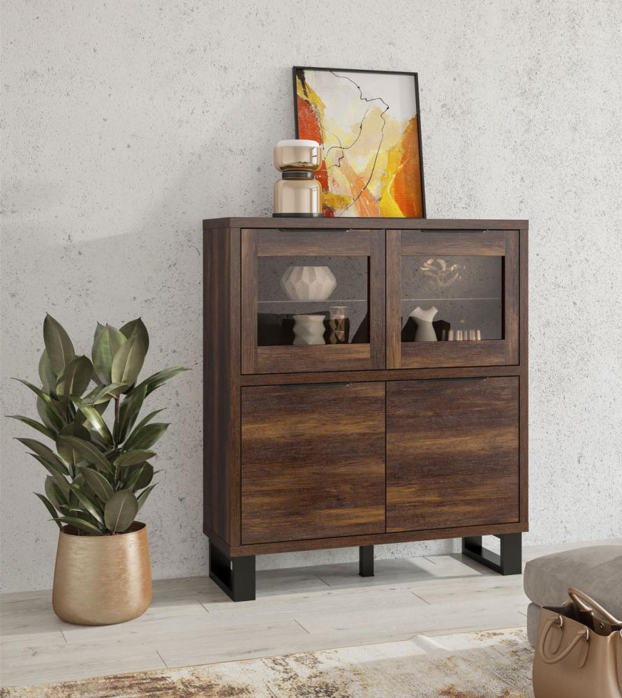 Highboard "Halle" Kommode 120cm Wallace Eiche schwarz Bild 1