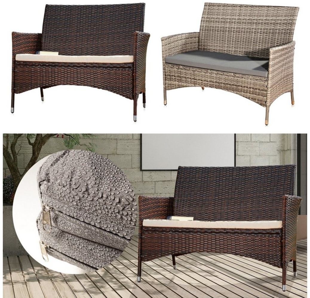 Melko Gartenbank Gartenbank Polyrattan Sitzpolster Rattanbank Bezug Outside Terrasse (Stück), Wasserabweisend Bild 1