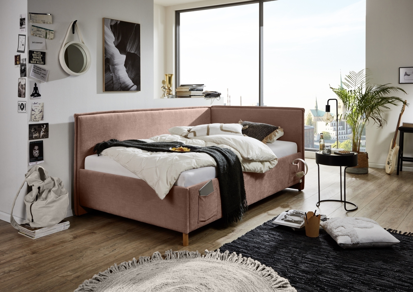 Polsterliege >Fun mit BK< Liegefläche 120x200cm, City Rose, Stellmaß: 133x90x215cm (BxHxT) Bild 1