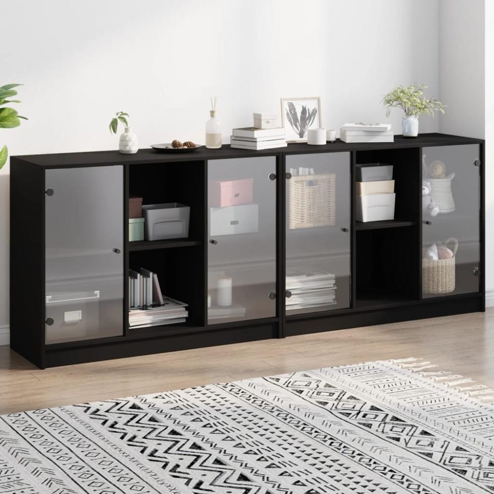 vidaXL Bücherschrank mit Türen Schwarz 204x37x75 cm Holzwerkstoff Bild 1