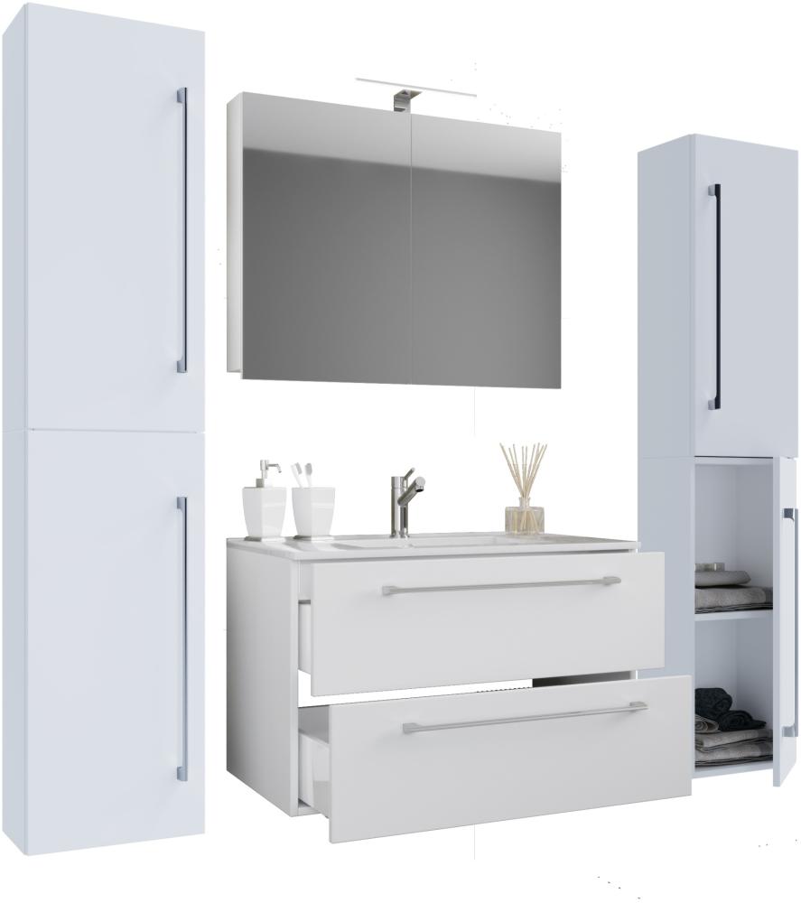 Badinos Bad Möbel Set Waschbecken Unterschrank Wandspiegel Badezimmer Waschtisch Bild 1