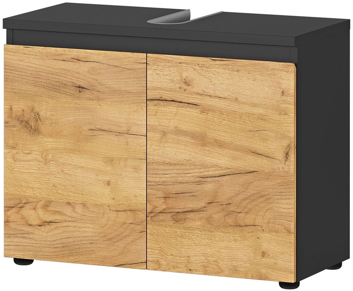 Waschbeckenunterschrank vito Mayor, Holzwerkstoff, Schwarz, Holzfarben, 70 x 56 x 34 cm Bild 1