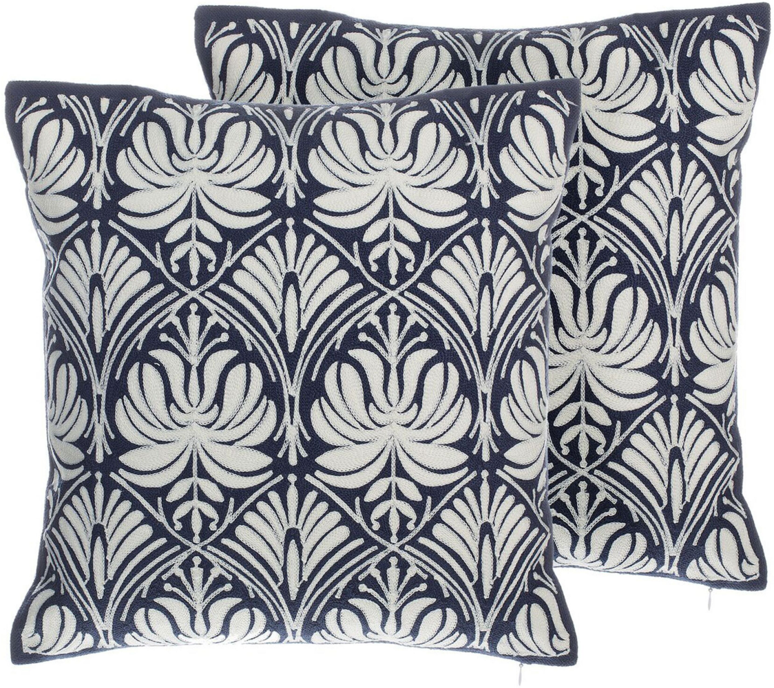 Kissen 2er Set NEMESIA Baumwolle 45 x 45 cm Ikat Dunkelblau Bild 1