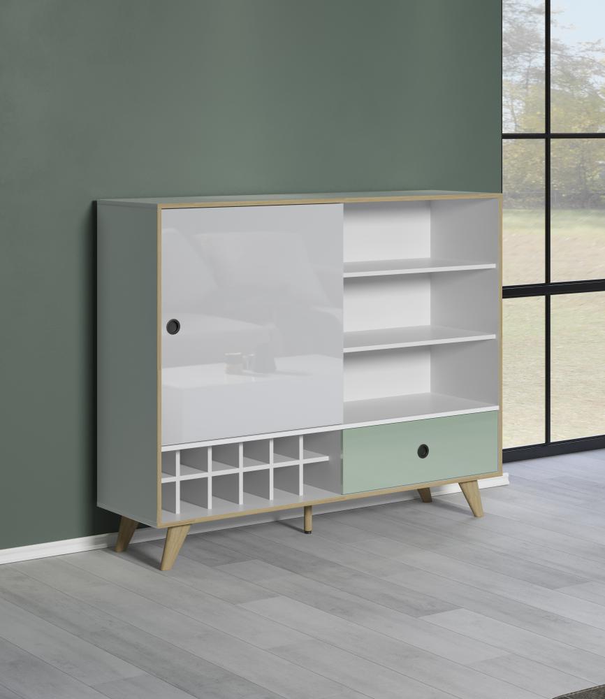 Inter-Furn Adelaide - Wohnen Highboard - Weiß Hochglanz Lack - B/H/T: 145 / 118 / 40 cm Bild 1