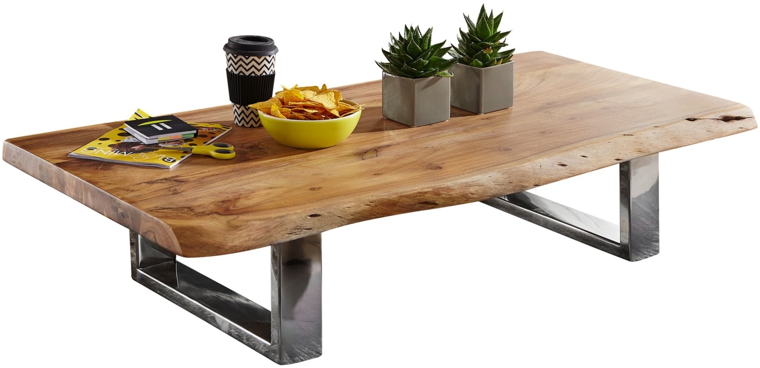 Wohnling Couchtisch ANURA 115 x 25 x 58 cm Akazie Massiv Holz Metallgestell groß Bild 1