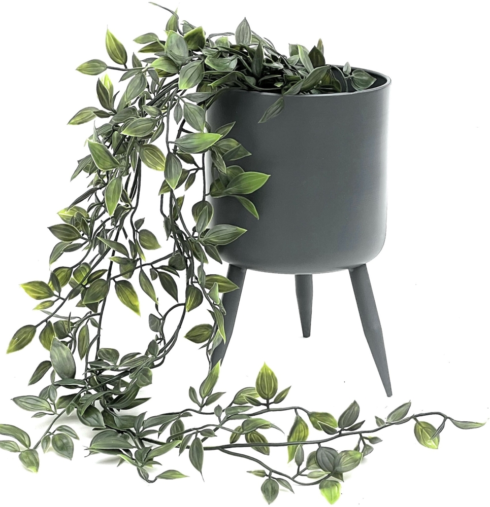 DanDiBo Blumentopf mit Füßen Pflanztopf Blumenkübel mit Beinen Metall Grau 23 cm 96260 M Modern Pflanzenständer Bild 1