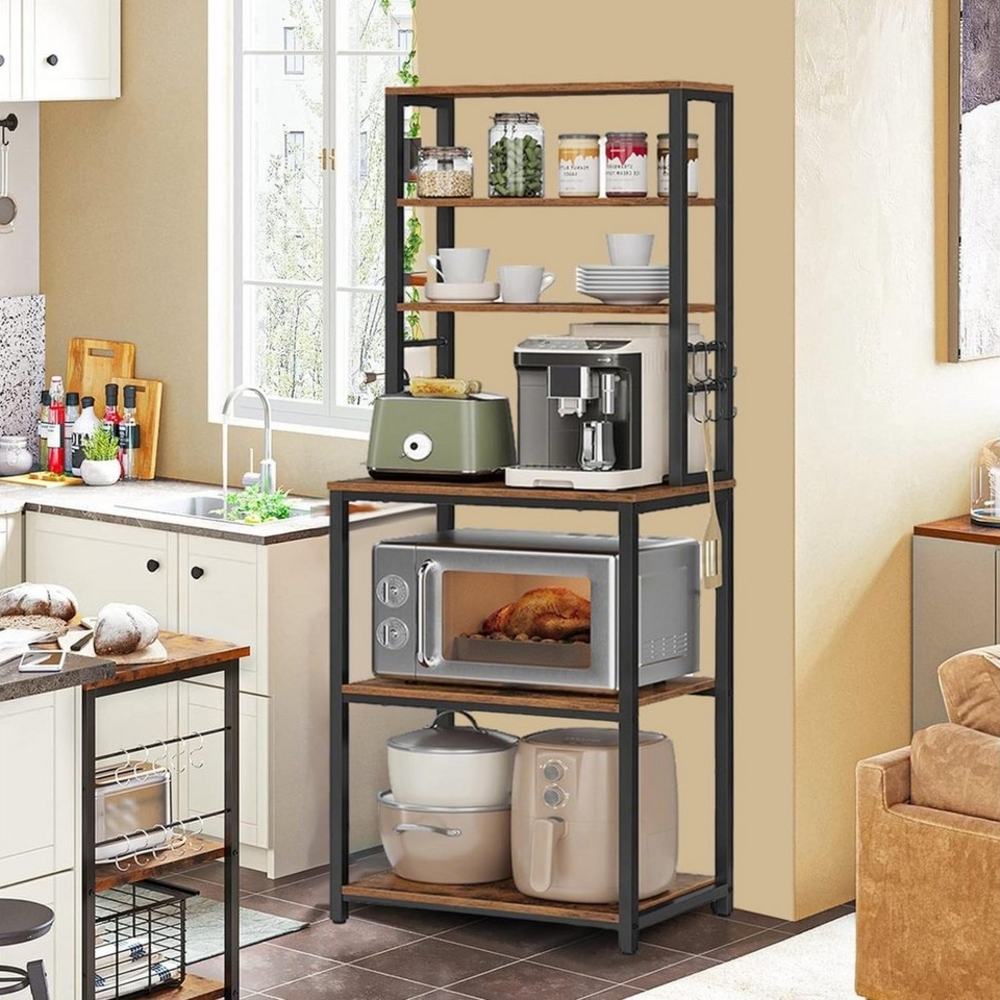 BlingBin Küchenregal 6-stufiges Küchenregale Stehend, Mikrowellenhalter Bäcker Regal, 1er Set 1-tlg, Mikrowellen Regal für Wohnzimmer, 60 x 167 x 40 cm Bild 1