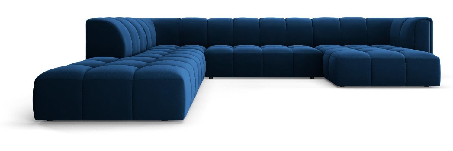 Micadoni Modulares Panorama Ecksofa Serena 7-Sitzer Samtstoff, Königsblau, Links Bild 1