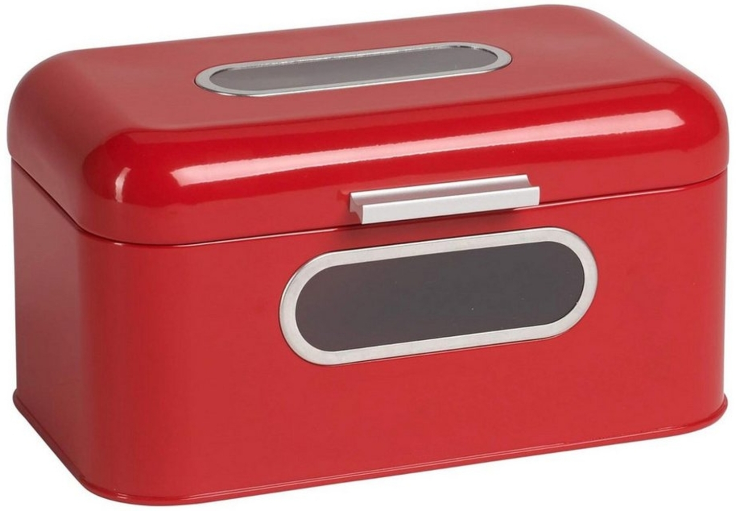 Echtwerk Brotkasten, Retro-Brotbox aus Metall mit Sichtfenster, Platzsparende Aufbewahrungsbox, Brotkorb mit Deckel, “rot“, 30 x 20 x 16. 5 cm Bild 1