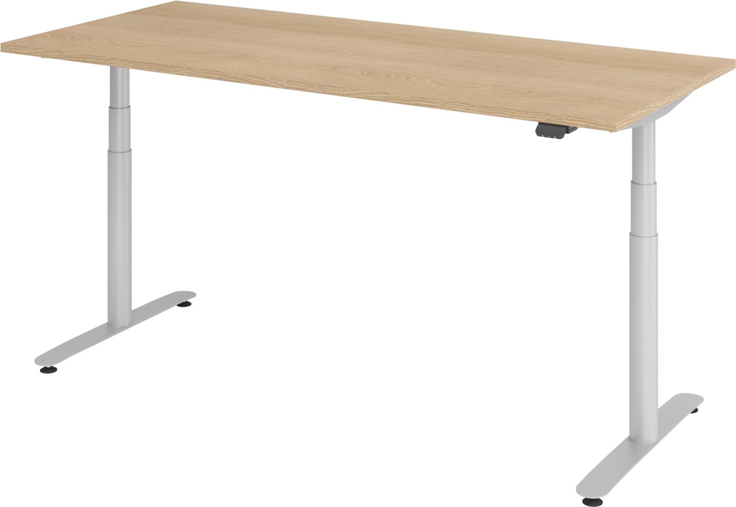 bümö® smarter Schreibtisch Serie-XDLR elektrisch höhenverstellbar mit App-Steuerung 180 x 80 cm in Eiche / Silber Bild 1