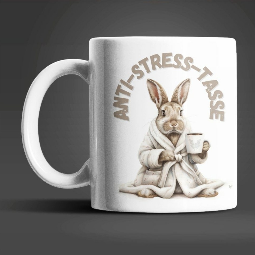 WS-Trend Tasse Hase Anti Stress Keramik Kaffeetasse Teetasse Geschenke, Keramik Bild 1