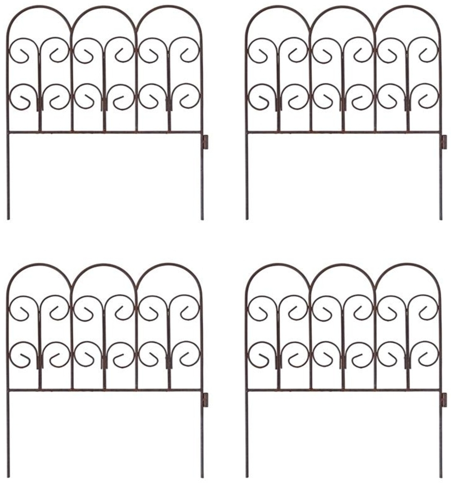 Schmuckzaun Metallzaun Gartenzaun 41x46 cm Zaunelemente 4er Set erweiterbar Rost Bild 1