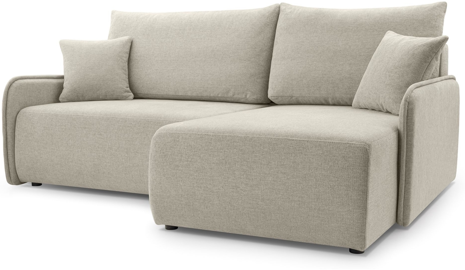 Selsey 'Netarro' Ecksofa mit Schlaffunktion, Bettkasten und Chenille-Bezug, beige, rechts Bild 1