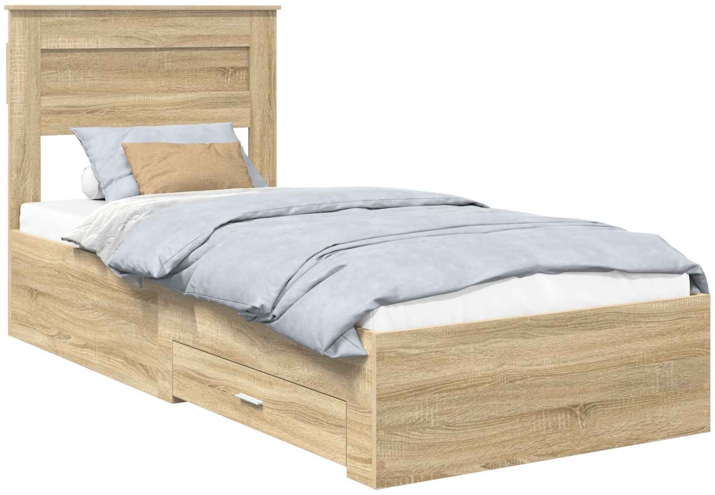 vidaXL Bettrahmen mit Kopfteil Sonoma-Eiche 90x190 cm Holzwerkstoff 3410029 Bild 1