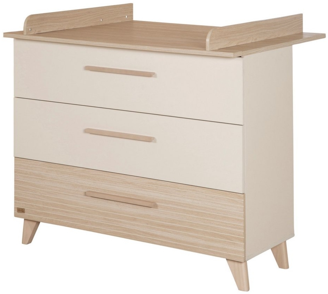 roba® Wickelkommode Sidney aus Holz inkl. abnehmbarem Wickelaufsatz - Beige, Wickeltisch mit 3 Schubladen inkl. Füßen und Griffen aus Massivholz Bild 1