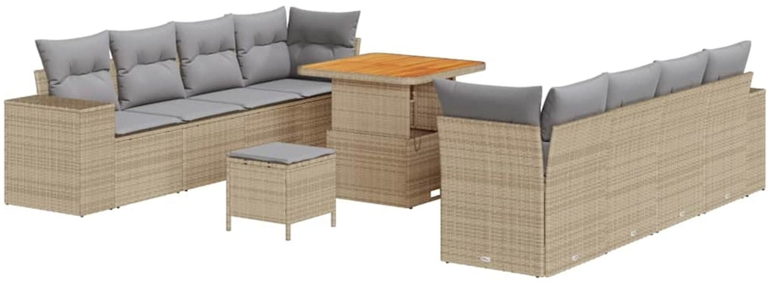 vidaXL Gartensofa-set mit Kissen 11 pcs Beige Poly-Rattan 3361977 Bild 1