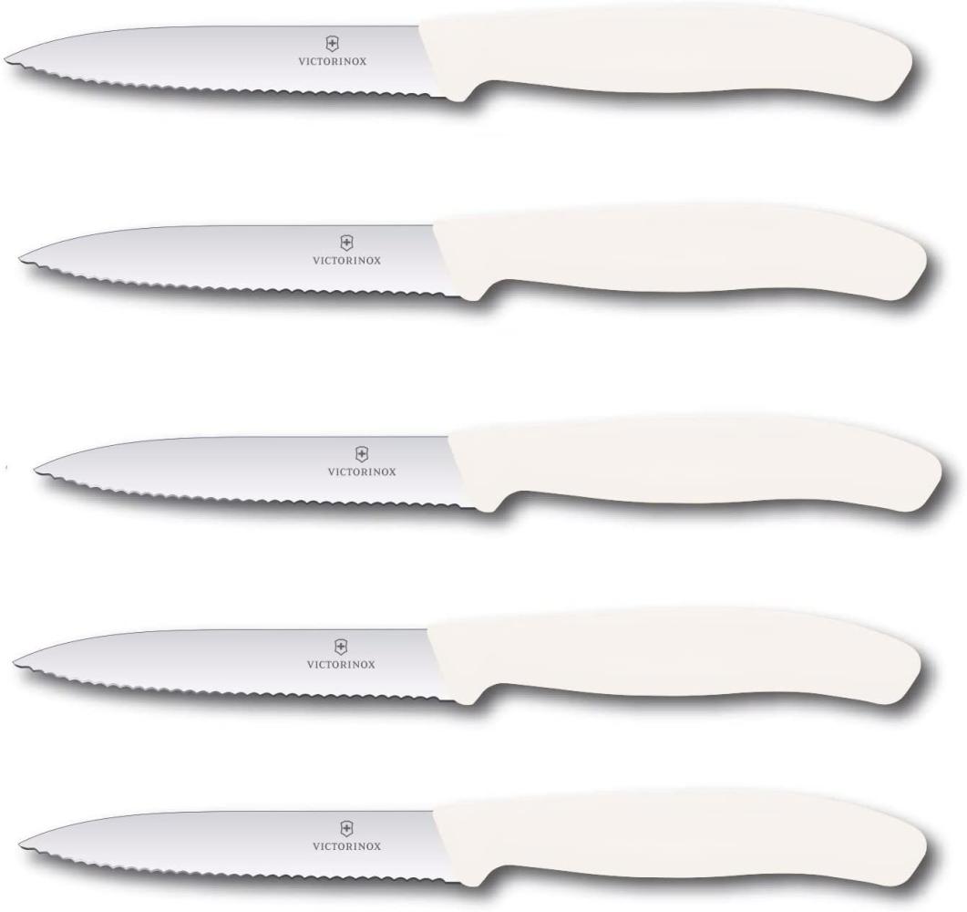 Victorinox Tafelmesser Gemüsemesser Swiss Classic mit Wellenschliff 5er Set Weiß Bild 1