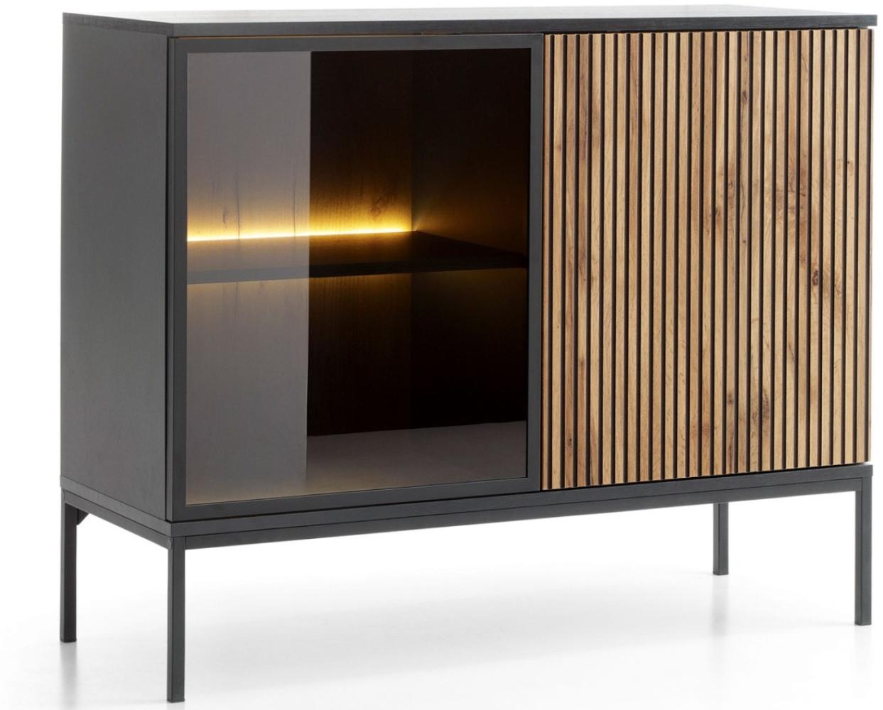 Kommode Sideboard Sento 104x39x83cm schwarz Wotan Eiche MDF Bild 1