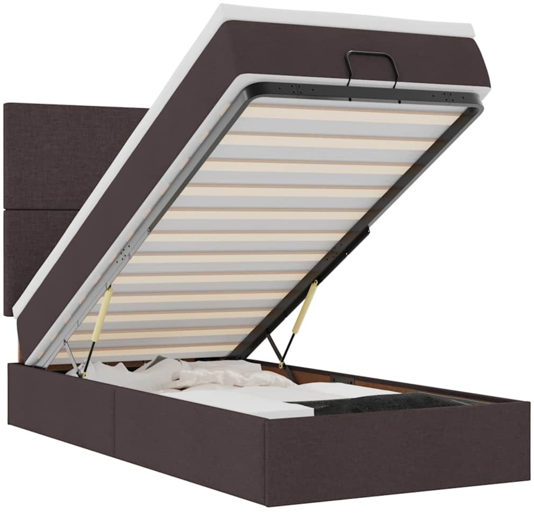 vidaXL Ottoman-Bett mit Matratze Dunkelbraun 100x200 cm Stoff 3313053 Bild 1