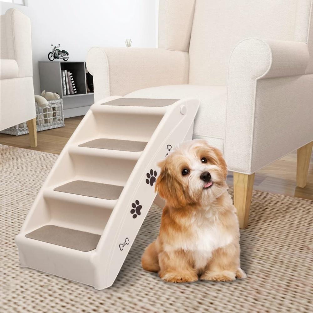 vidaXL Hundetreppe Klappbar Creme 62x40x49,5 cm Bild 1