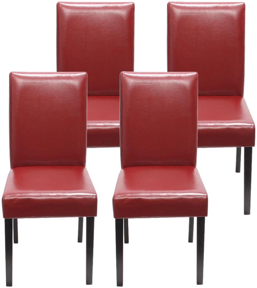 4er-Set Esszimmerstuhl Stuhl Küchenstuhl Littau ~ Kunstleder, rot dunkle Beine Bild 1