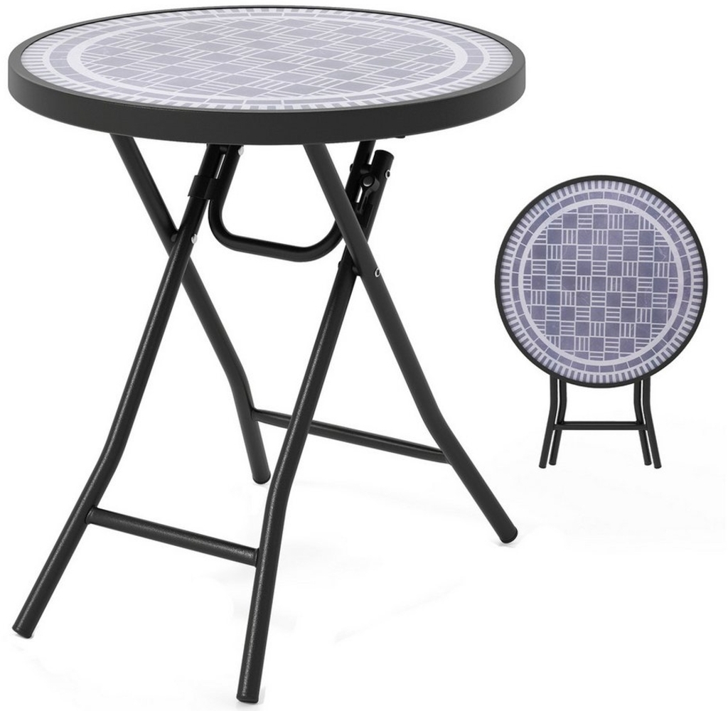 COSTWAY Gartentisch, Klapptisch, Beistelltisch klappbar, rund Bild 1