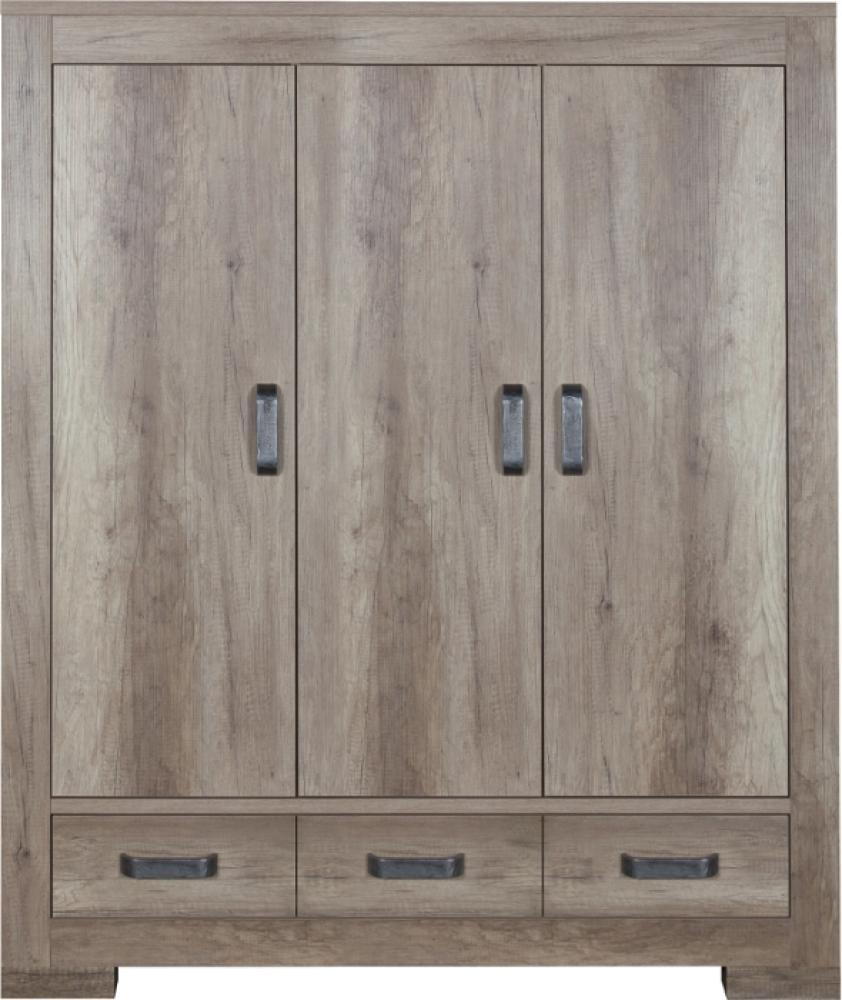 Kidsmill Brent Kleiderschrank 3-türig Oldwood Grau Bild 1