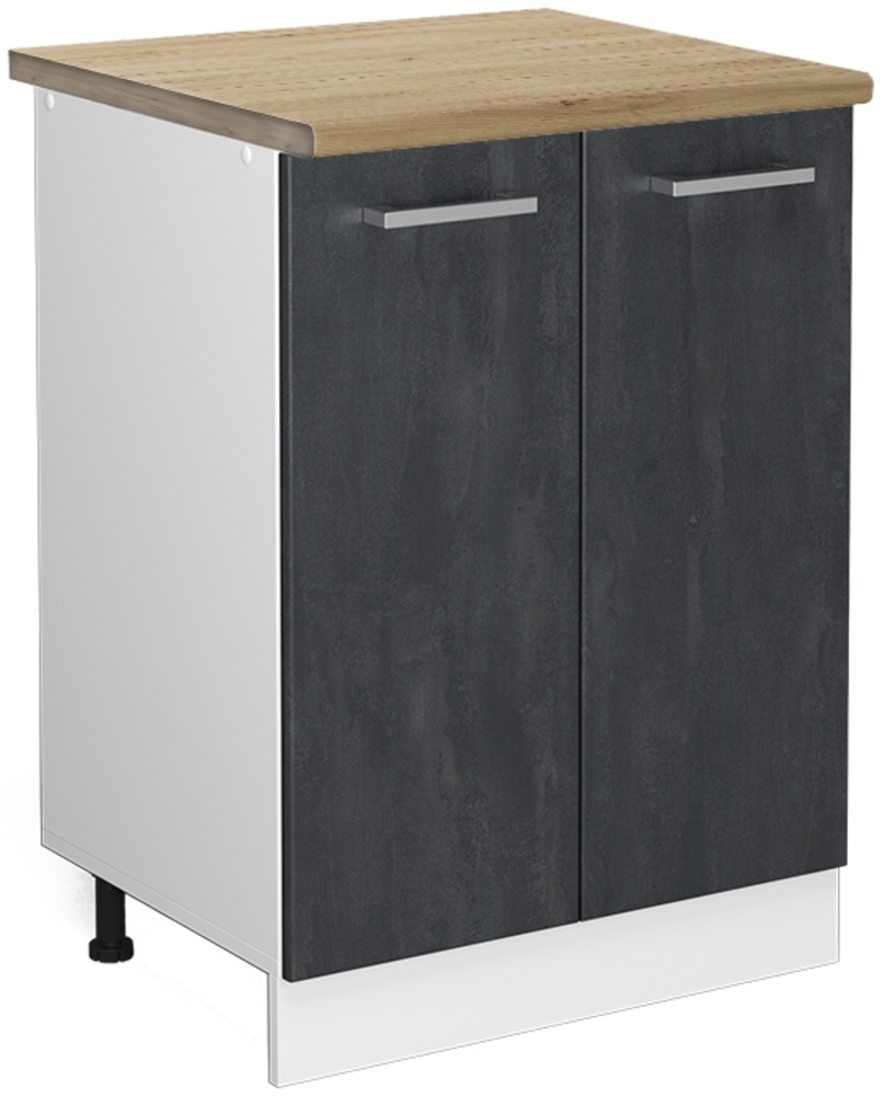 Küchenunterschrank R-Line Schwarz Beton 60 cm AP Eiche Vicco Bild 1