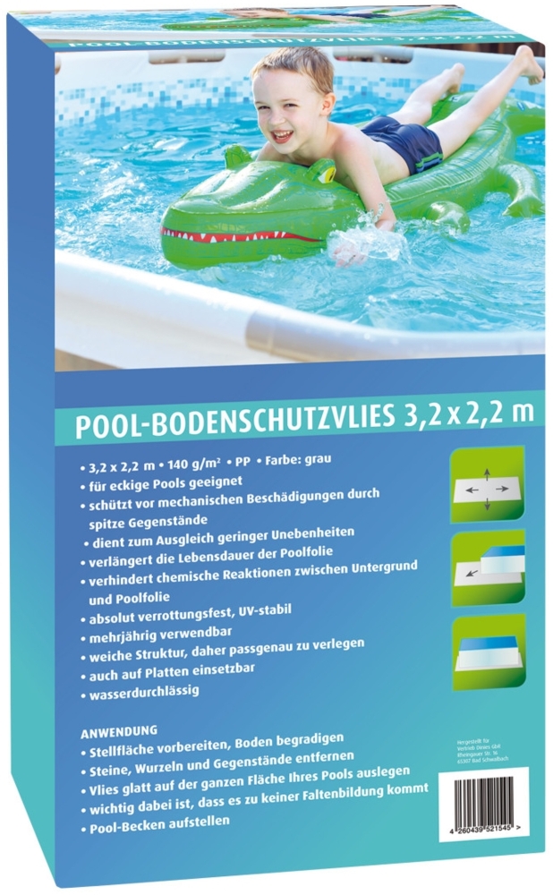 Pool-Bodenschutzvlies grau 3,2 x 2,2 m 140 g eckig Bild 1