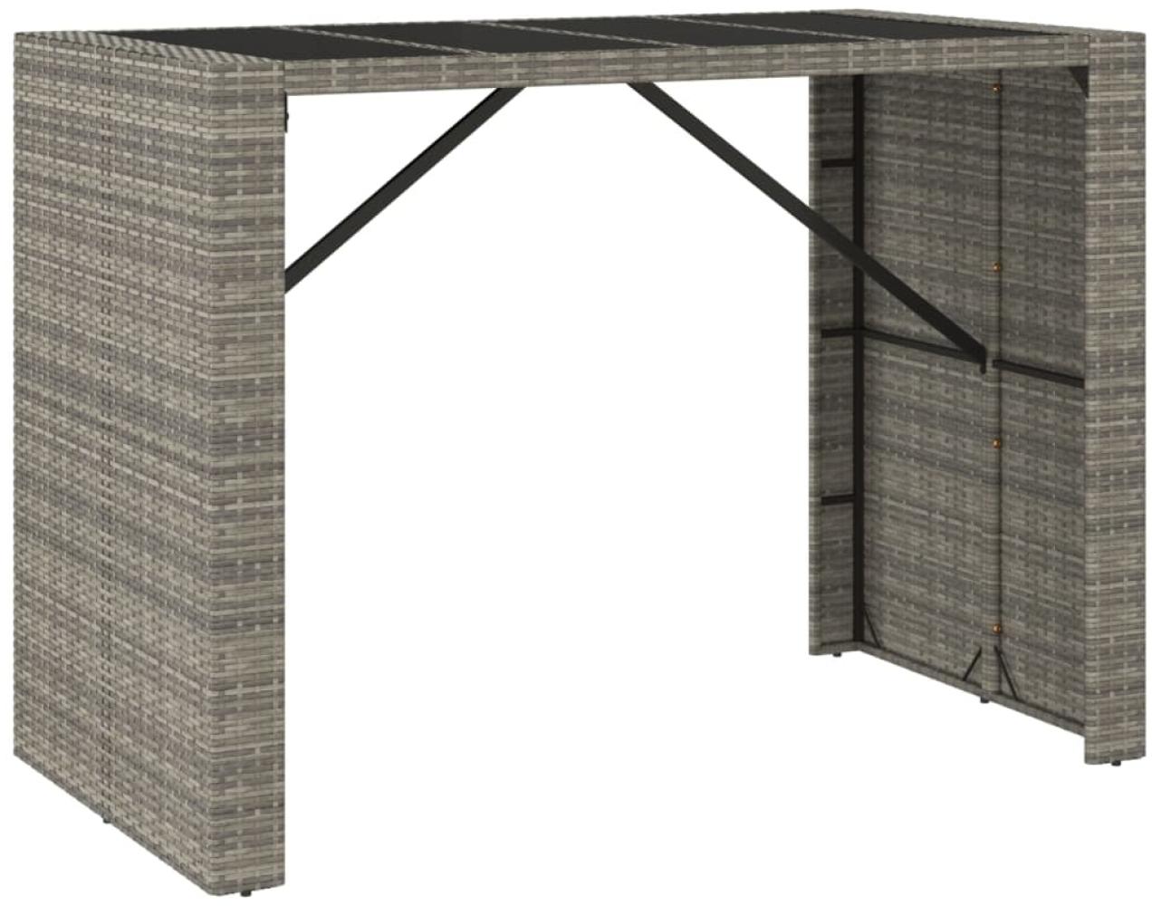 vidaXL Bartisch mit Glasplatte Grau 145x80x110 cm Poly Rattan 362598 Bild 1