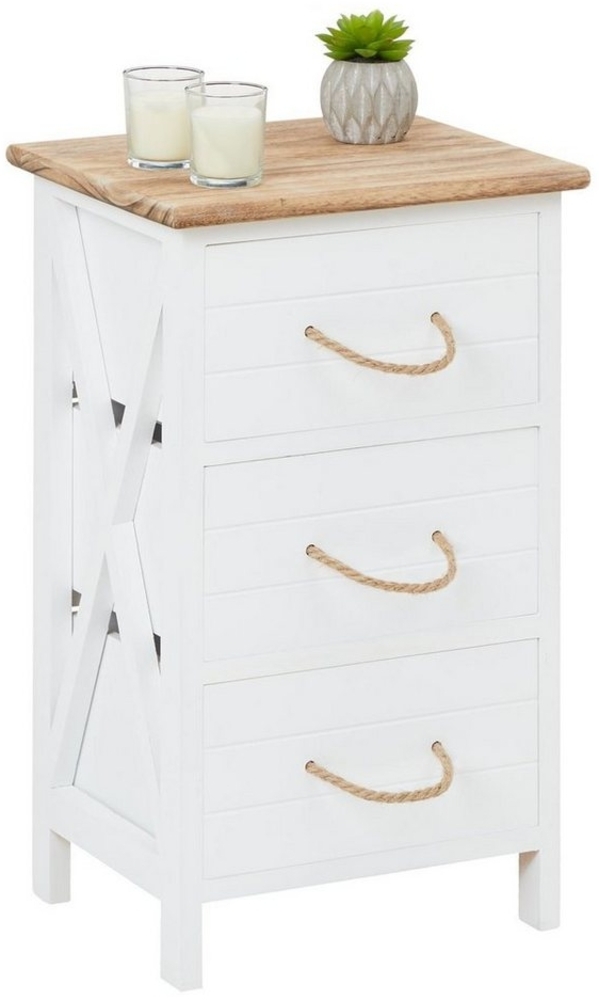 CARO-Möbel Nachtkommode PERUGIA, Nachttisch aus Holz Nachtkommode in weiß Shabby Chic Vintage Landhauss Bild 1