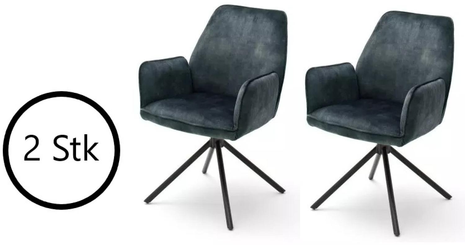Polsterstuhl >OTTAWA< (2er Set) in petrol - 60x89x64 (BxHxT) Bild 1