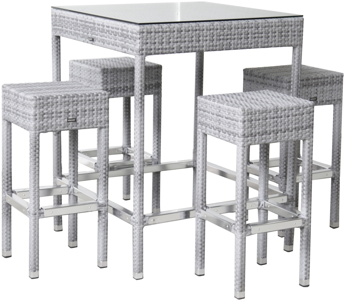 KONWAY® SMALL Polyrattan Garten Bar Set Möbel granit Stehtisch Barhocker Tisch Bild 1