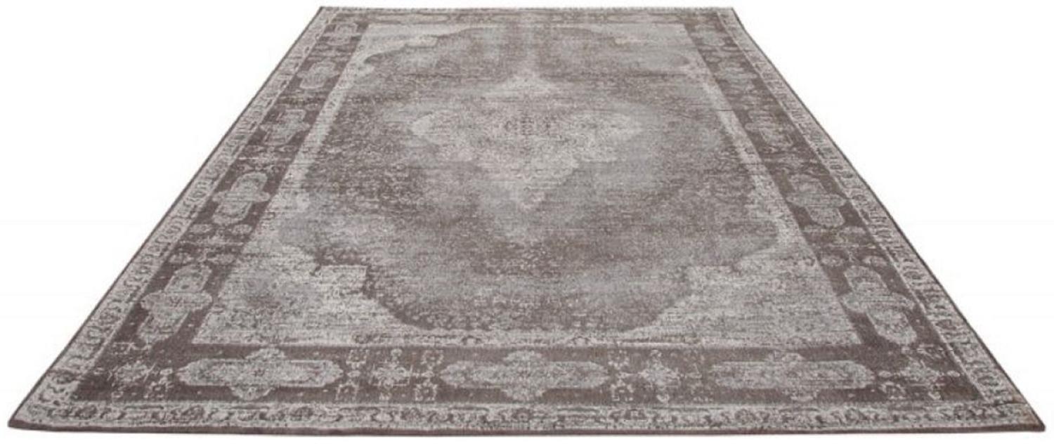 Casa Padrino Vintage Wohnzimmer Teppich Hellgrau 160 x 240 cm - Rechteckiger Baumwoll Teppich - Wohnzimmer Deko Accessoires Bild 1