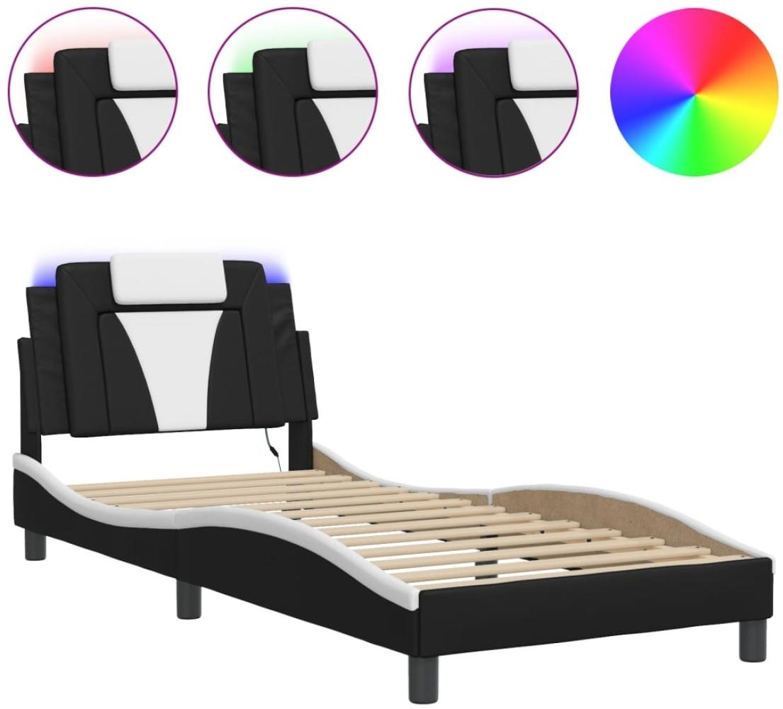 vidaXL Bettgestell "Viana" mit LED ohne Matratze Schwarz und Weiß 80x200 cm 3213985 Bild 1