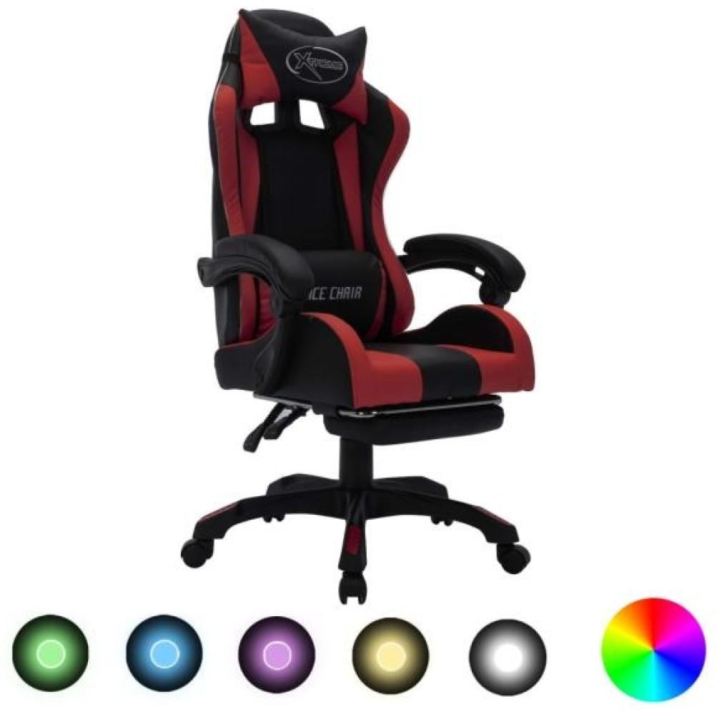 vidaXL Gaming-Stuhl mit RGB LED-Leuchten Weinrot Schwarz Kunstleder 288013 Bild 1